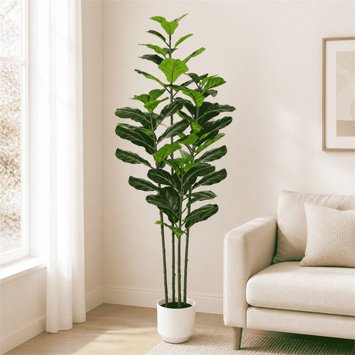 6ft artificial fiddle - artificial, leaf